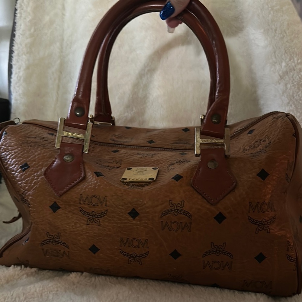 MCM Tan and Brown Satchel